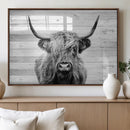 Scottish Highland Cow Cattle Art Print on Wood Background by MyGreatCanvas | Canvas Wall Art Prints | Photo Prints & Wall Decor