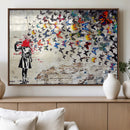 Banksy Art Butterfly Girl Explosion Canvas Art – Vibrant