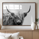 Black White Scottish Highland Cow Cattle Art Print Farmhouse