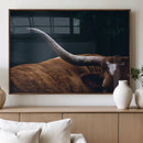 Texas Longhorn Bull Wall Art Canvas Print - Large Framed