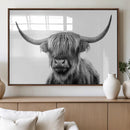 Grayscale Scottish Highland Cow Cattle Art Print Farmhouse by MyGreatCanvas | Canvas Wall Art Prints | Photo Prints & Wall Decor