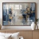 Modern Abstract Canvas Wall Art in Blue and Gold Tones |