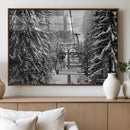 Winter Ski Lift Black and White Canvas Wall Art – Alpine