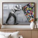 Banksy Art Behind the Curtain Street Wall Art Canvas Print |