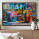 Fitness Gym Barbell Graffiti Wall Art Canvas Print