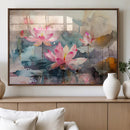 Lotus Flower Wall Art | 3-Panel Giclee Canvas Print of Pink