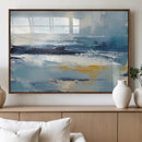 Abstract Ocean Canvas Wall Art - Coastal Blue and Gold