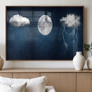 Dark Blue Cloud Art, 3 Piece Indigo Blue Wall Art, Aesthetic