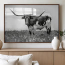 Texas Black White Highland Longhorn Cow Wall Art Canvas by MyGreatCanvas | Canvas Wall Art Prints | Photo Prints & Wall Decor
