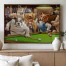Dogs Playing Pool Canvas Wall Art Funny Gifts Dog Print