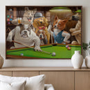 Dogs Playing Pool Canvas Wall Art Funny Gifts Dog Print