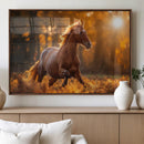 Running Horse Sunset Forest Wall Art Canvas Print