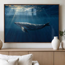 Whale under Ocean Wall Art Canvas Print