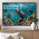 Sea Turtle and Coral Reef Triptych Wall Art – Vibrant