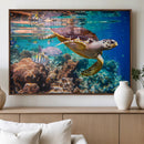 Sea Turtle Wall Art Canvas Print – Vibrant Ocean Coral Reef