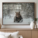 Grizzly Bear Wall Art – Framed Snowy Forest Canvas Artwork, by MyGreatCanvas | Canvas Wall Art Prints | Photo Prints & Wall Decor