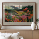 Yayoi Kusama Landscape Canvas Print, Vibrant Floral Mountain