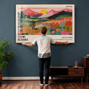 Yayoi Kusama Landscape Canvas Print, Vibrant Floral Mountain Art Print, Framed Botanical Wall Art -