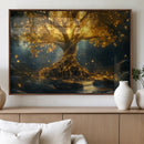 Golden Tree of Life Canvas Wall Art Print - Majestic Glowing
