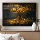 Golden Tree of Life Canvas Wall Art Print - Majestic Glowing