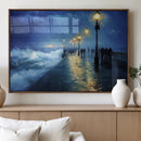 Abstract Stormy Ocean Pier Canvas Wall Art Print | Stormy