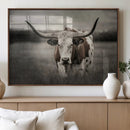 Texas Longhorn Cow Canvas Wall Art Print - Large Rustic