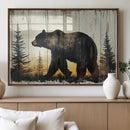 Vintage Bear Wall Art Canvas Print for Farmhouse - Mountain