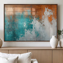 Vintage Abstract Print - Bold Teal and Orange Canvas Wall