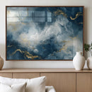 Large Abstract Print - Luxe Blue and Gold Abstract Canvas