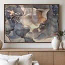 Abstract Blue and Gold Wall Art - Fluid Ink Artwork - Modern