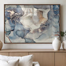 Abstract Blue and Gold Canvas Wall Art - Fluid Modern Ink