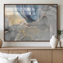 Large Abstract Blue and Gold Canvas Wall Art | Fluid Ink