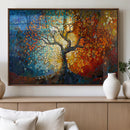 Yggdrasil Tree of Life Mosaic Stained Glass Wall Art Canvas,