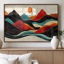 Western Wall Decor - Large Triptych Mountain Canvas - Boho