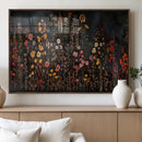 Dark Floral Canvas Wall Art - Moody Botanical Flower Print -