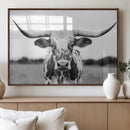 Highland Cow Wall Art Canvas Print – Black and White Western