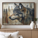Rustic Wolf Wall Art Canvas Print – Vintage Woodland