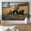 Grizzly Bear Family Wall Art Canvas Print – Majestic