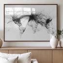 Flight Routes Air Traffic Map Canvas Wall Art - Framed -