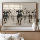 Texas Longhorn Wall Art – Framed Cattle Walking Canvas by MyGreatCanvas | Canvas Wall Art Prints | Photo Prints & Wall Decor