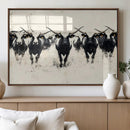 Texas Longhorn Wall Art – Framed Black White Cattle Canvas by MyGreatCanvas | Canvas Wall Art Prints | Photo Prints & Wall Decor