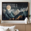 Moonlit Mountain Wall Art Canvas Print – Silhouetted Pines