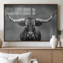 Texas Longhorn Wall Art Canvas Print – Framed Western Bull