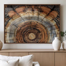 Tree Rings Wall Art Canvas Print – Rustic Wood Texture
