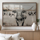 Texas Longhorn Wall Art Canvas Print – Framed Speckled Bull