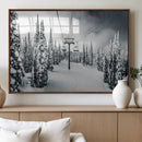 Snowy Pines Wall Art Canvas Print – Framed Ski Lift Winter