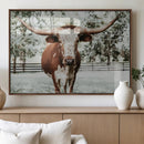 Texas Longhorn Wall Art Canvas Print – Framed Spotted Bull