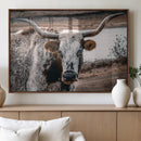 Texas Longhorn Wall Art Canvas Print – Framed Spotted Bull