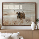 Texas Longhorn Wall Art Canvas Print – Framed Brown Horned