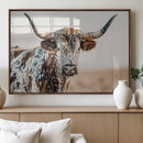 Texas Longhorn Wall Art – Framed Speckled Cow Canvas by MyGreatCanvas | Canvas Wall Art Prints | Photo Prints & Wall Decor